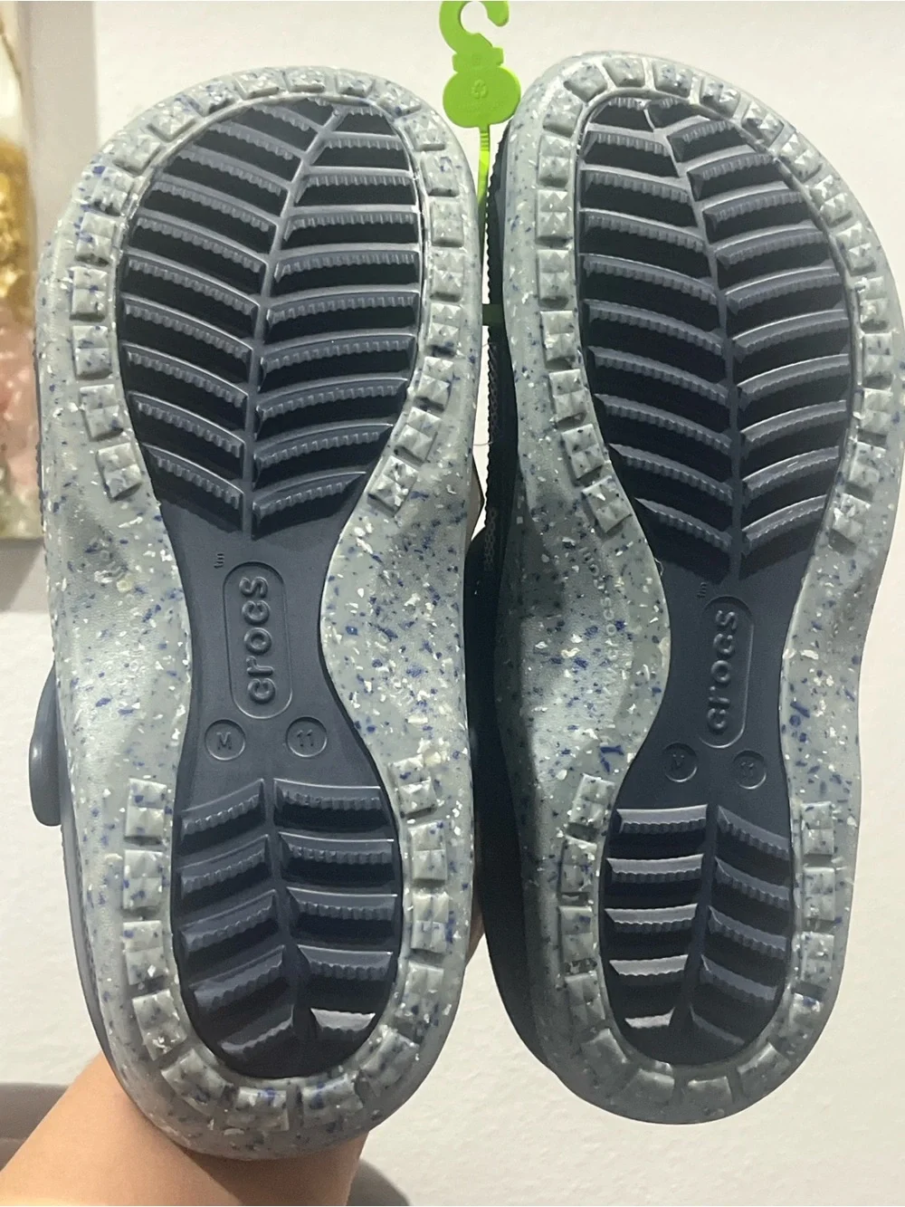 CROCS Navy Blue Classic Clogs with Speckled Heel Strap